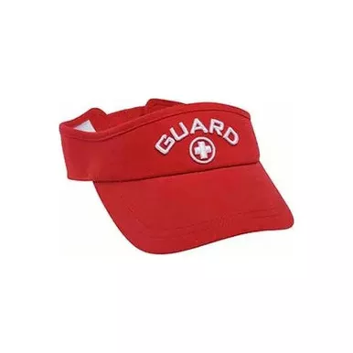 Kemp - 18-005-Whi - Visor With Embroidered Lifeguard And Cross Logo In Red