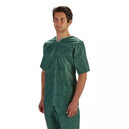 Molnlycke Scrub Shirt Barrier Large Green 3 Pockets Short Set-In Sleeve Unisex - Case of 48 - 18630-CS